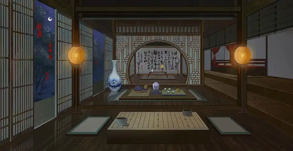 古风室内场景插画