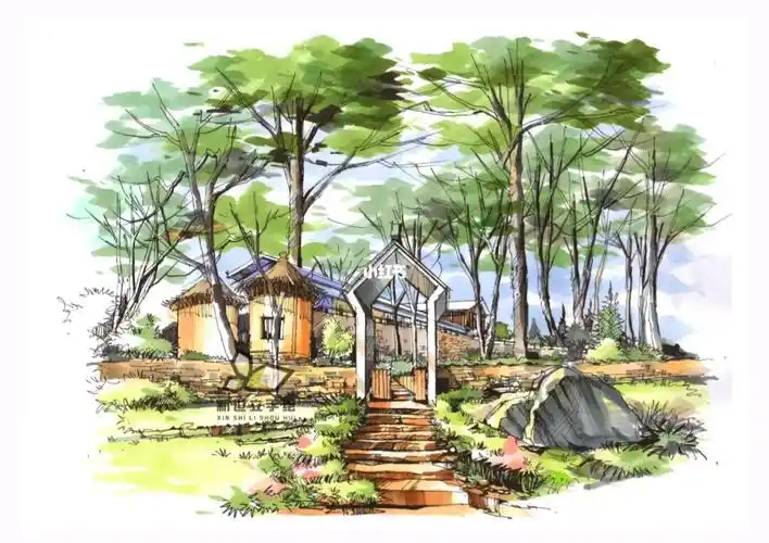 景观场景马克笔表现