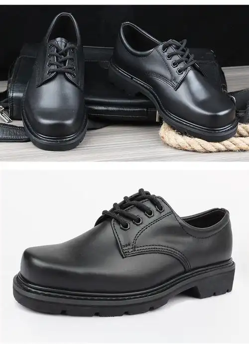3515军勾低帮皮鞋线缝底固特异系带鞋工装鞋防滑男鞋品质定制款黑色43