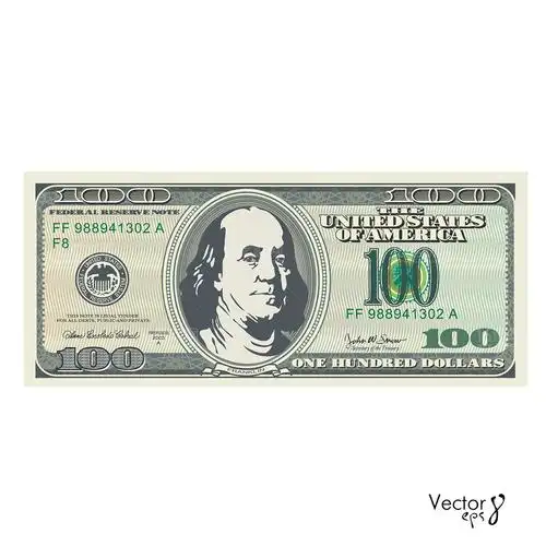 美元钞票花纹装饰矢量素材