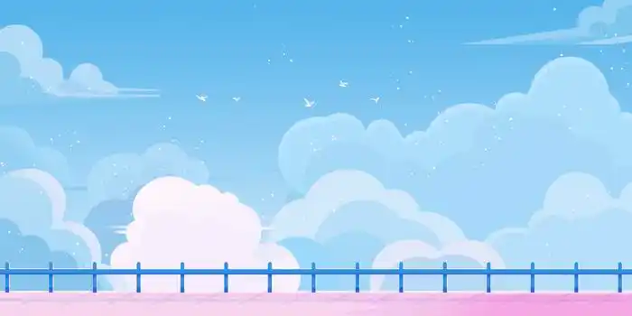 蓝色卡通清新蓝天白云宣传背景