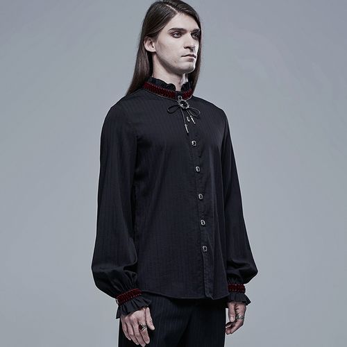 魔叹╋punkrave哥特gothic英式宫廷波洛领结长袖男衬衣wy1345