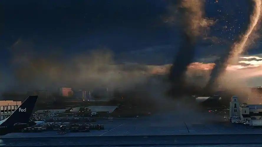 后天:灭世征兆,城市里出现巨型龙卷风,完蛋了