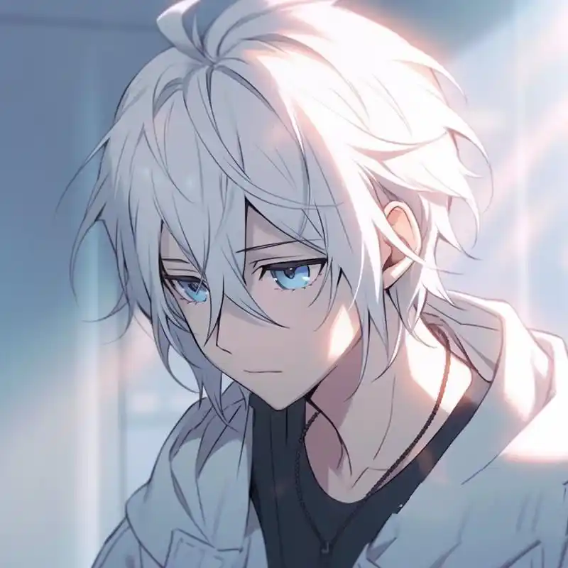 动漫头像|白发蓝瞳男孩