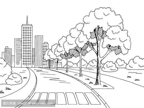 儿童简笔画城市的街道