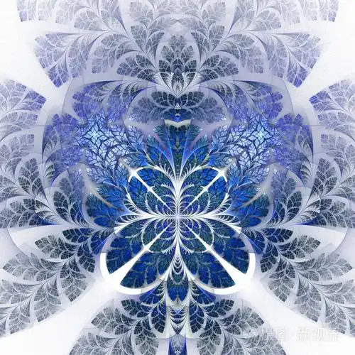 穿蓝色衣服的神话般的分形图案.collectiont-树的树叶.co