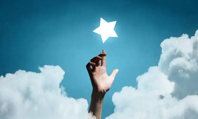 伸手,接触,手,手指,星,天空