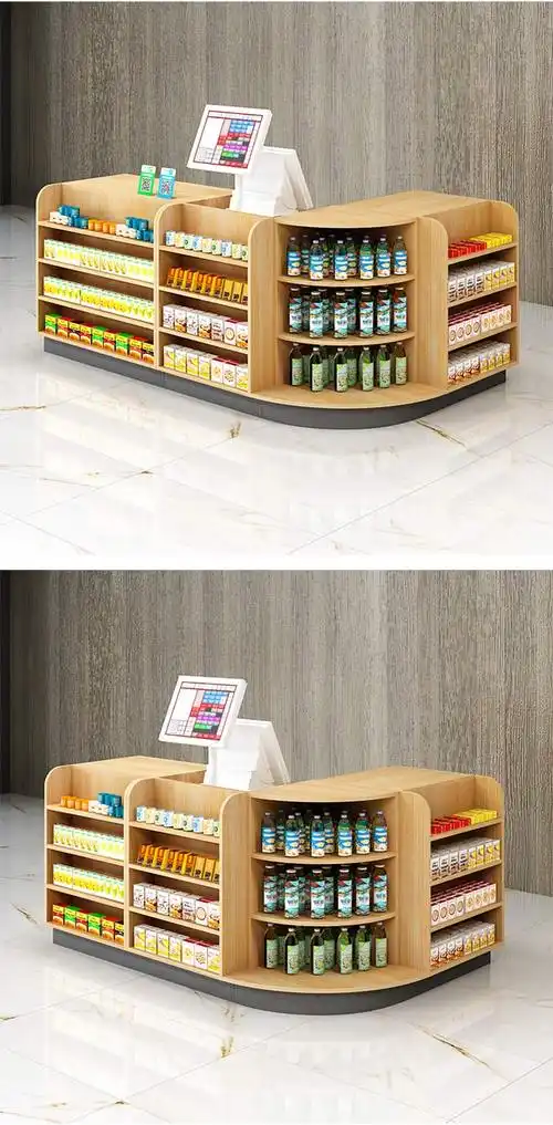 超市收银台前台柜台母婴店便利店简约现代木质转角药店小型吧台费0