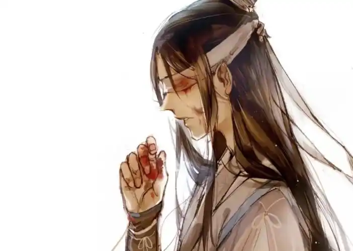 魔道祖师中众人流泪的画面,蓝忘机太隐忍,晓星尘的泪是血