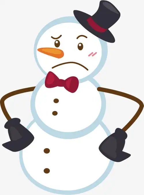 可爱雪人双手叉腰的白色雪人