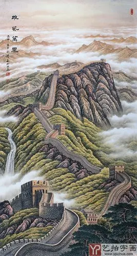 广西美协欧阳精品大六尺竖幅长城《雄风万里》-写意山水画-艺拍字画网