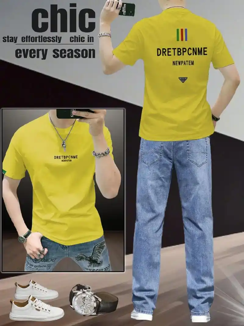 帅气印花短袖,轻奢男装78