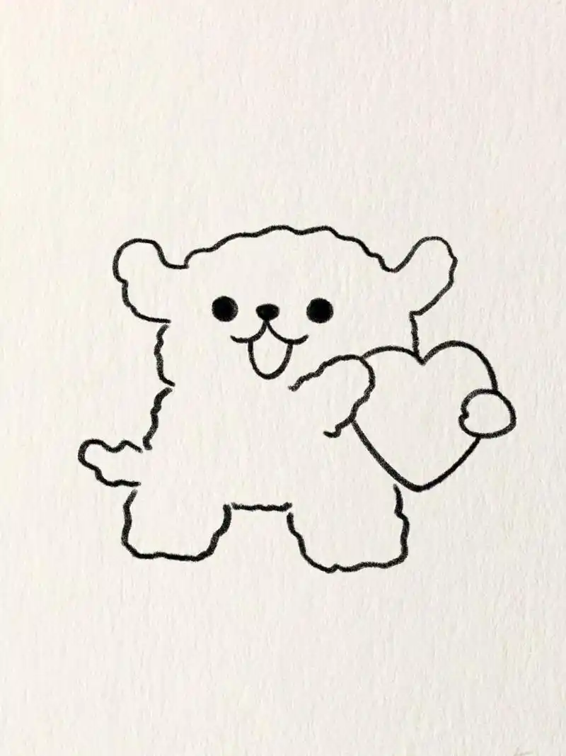 简笔画教程—爱心小狗