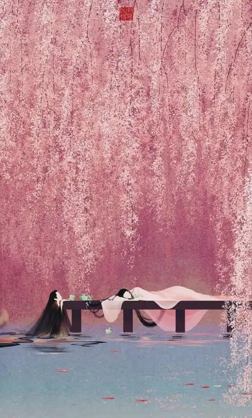 超美古风插画壁纸高清,灼灼桃花雨