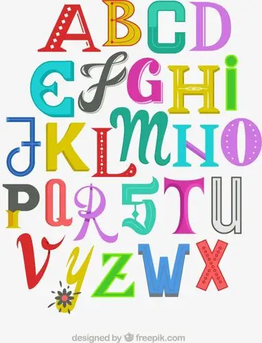 26个彩色英文字母艺术字矢量素材下载