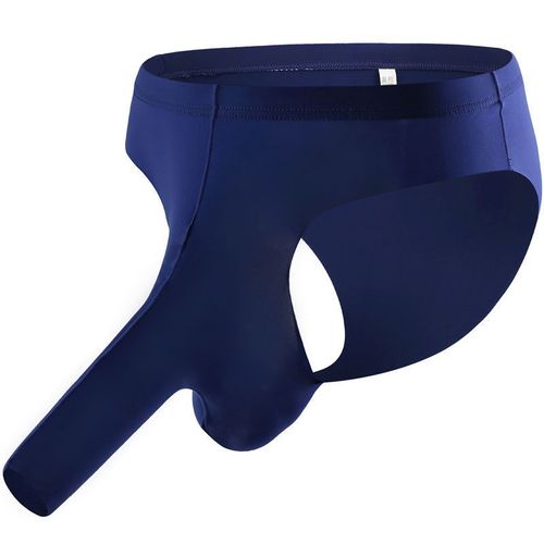 枪弹分离内裤冰丝潮男士三角内裤枪弹分离大鼻象前开口镂空低腰性感