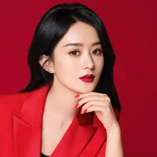 赵丽颖红西装黑发红唇又美又飒御姐风十足的颖宝