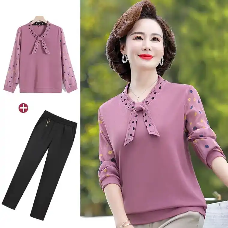 50岁妈妈秋季小衫.这套妈妈秋装真的太适合中老年女性啦!宽松 - 抖音