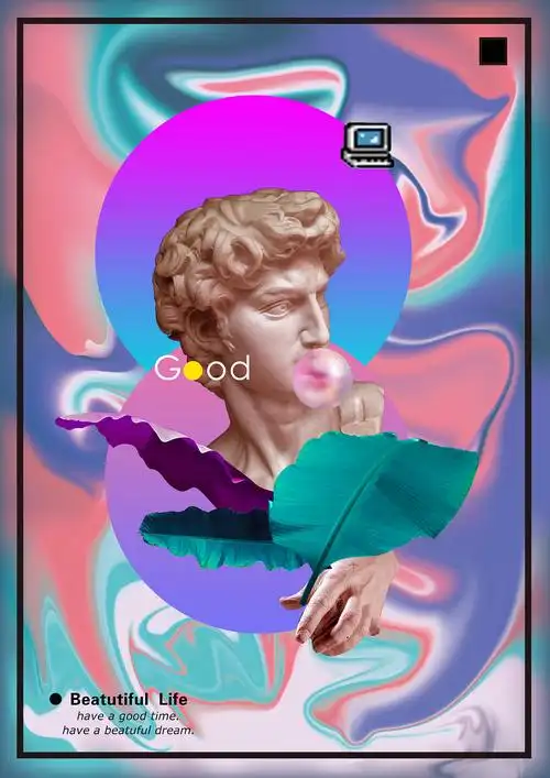 蒸汽波普风海报设计