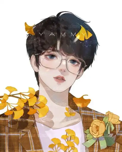 刘耀文漫画毕业照黄昏银杏叶