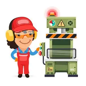 铣削可爱工厂女工正在压机照片