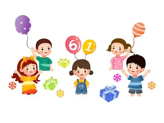 彩色卡通手绘六一儿童节儿童狂欢元素png素材