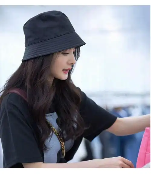 new lake杨幂明星同款渔夫帽女韩版时尚百搭夏季遮阳帽子防晒盆帽大
