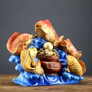 招财金龙鱼摆件客厅风水图片