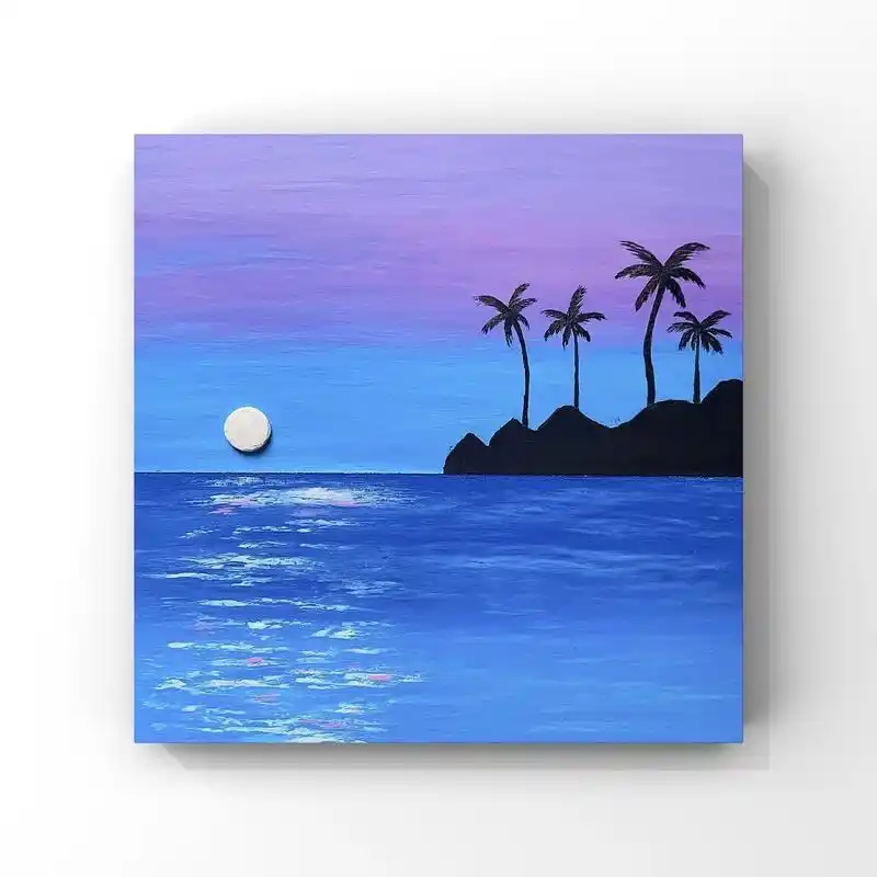 新手油画棒·海边椰子树|附简单教程.临摹@小舒同学 #创作灵 - 抖音