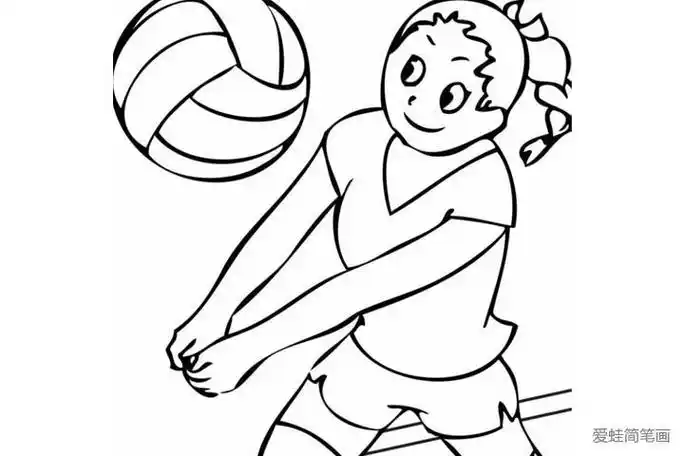 打排球的女孩简笔画动作好漂亮简笔画--q版打排球的女孩打排球简笔画