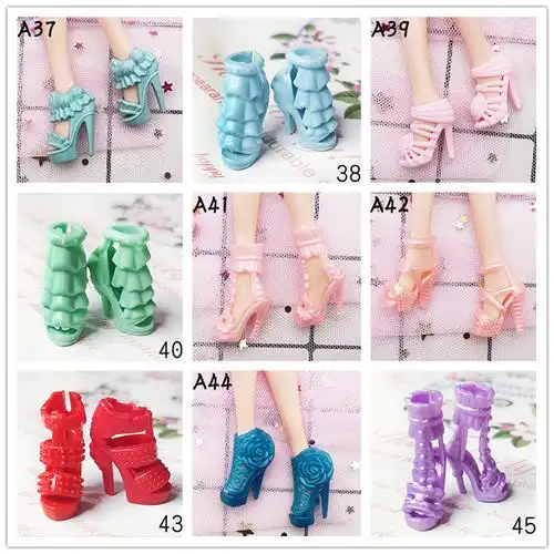 30厘米乐乐芭比娃娃高跟鞋小黑鞋凉鞋女孩过家家玩具配件鞋子礼物