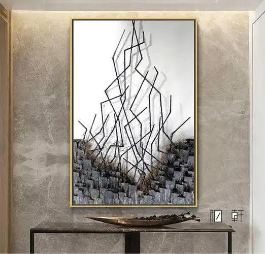 柏轩 征服 现代抽象艺术装饰画 玄关壁画 酒店设计师样板房挂画-淘宝