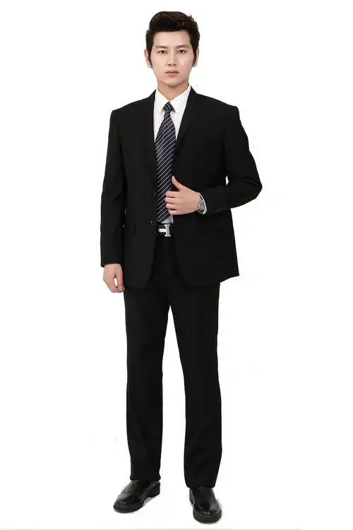 男士正装西服套装职业装黑色藏蓝工作西装2