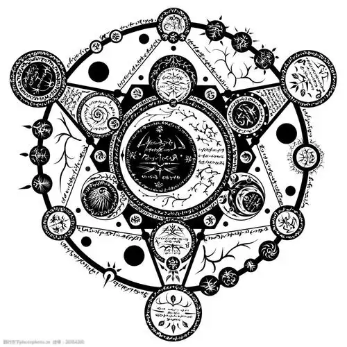 黑色六角魔法法阵素材