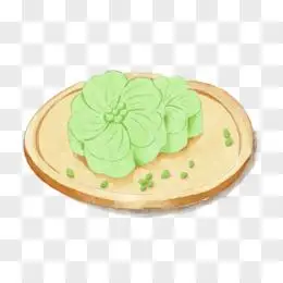 手绘水彩写实两块绿豆糕素材