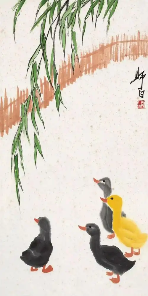 画鸭大师娄师白,寥寥几笔画小鸭(内附教程)|齐白石|国画|画坛|写意
