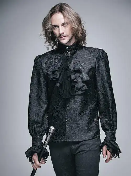 钢铁老爷个性复古风舞台演出哥特gothic衬衫配领花潮流时尚上衣男淘宝
