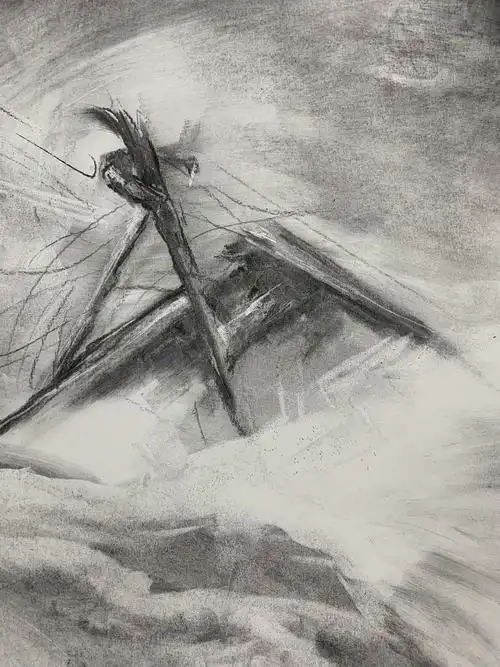 悲伤的故事素描手绘