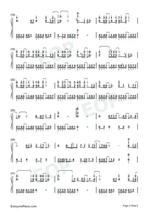 九万字-我也算万种风情实非良人-抖音歌曲双手简谱预览-eop在线乐谱架