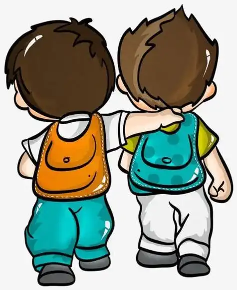 卡通人物背书包背影简笔画