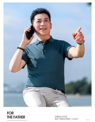洋湖轩榭 爸爸短袖t恤夏季中老年半袖polo衫男40-50