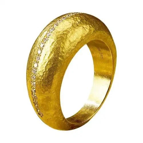 纯金戒指999足金女 金焰 土耳其进口锤纹钻石足金戒指黄金新款 - 备货