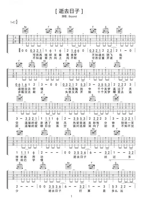 新手弹唱简易版逝去日子粤语金曲吉他谱c调教学教程示范左手右手指法