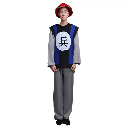 古代士兵服大型舞台表演服清兵古装男款戏曲满族服装清朝士兵服装