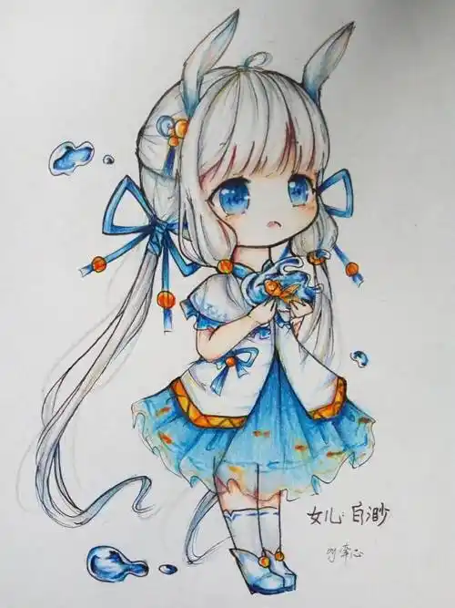 可爱的q版人物水彩画q版水彩画