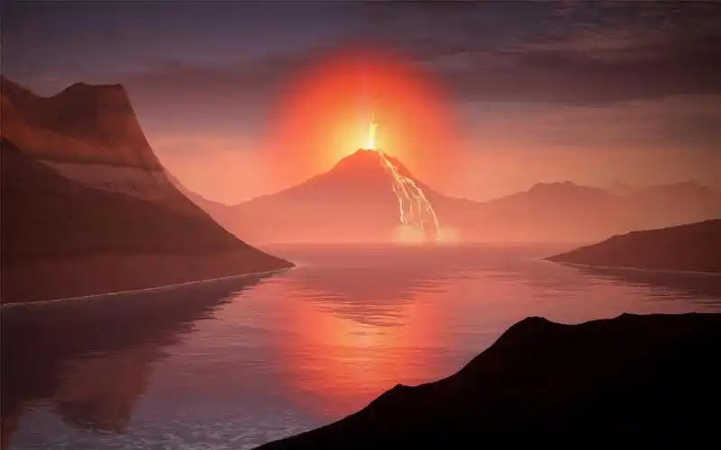 喷发的火山唯美高清桌面壁纸