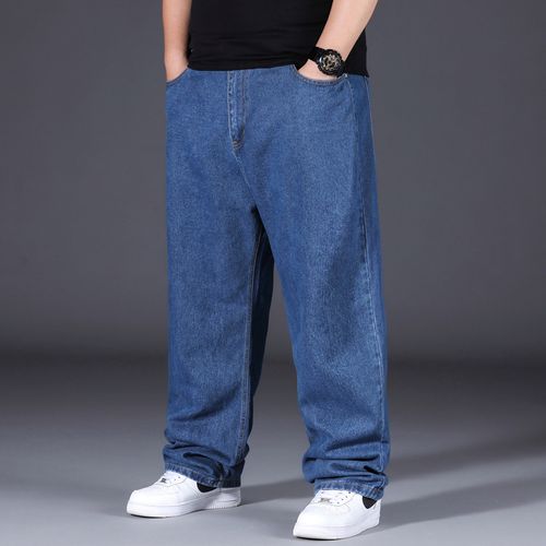 春夏薄款男士牛仔裤男直筒宽松男裤加肥加大休闲牛仔裤