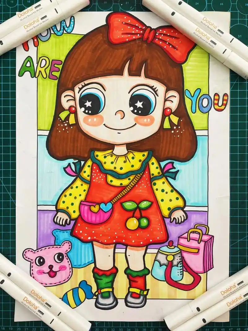 购物 q版动漫人物,购物 	 简单动漫,卡通画,卡通儿童画马克笔动漫人物