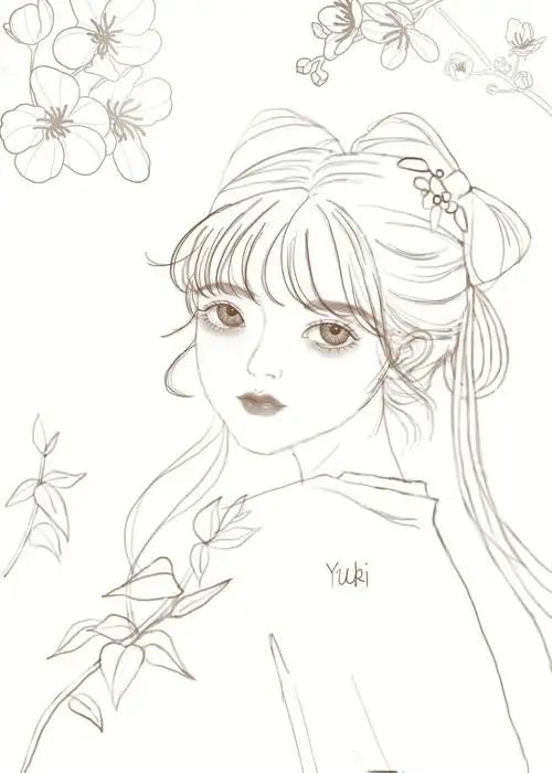 古风少女半身速写