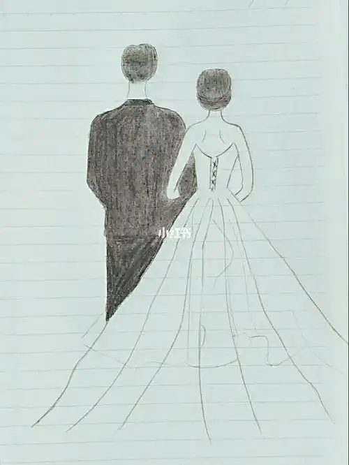 背影穿婚纱的美丽女孩简笔画胖子剪影简笔画好看的情侣手绘简笔画大全